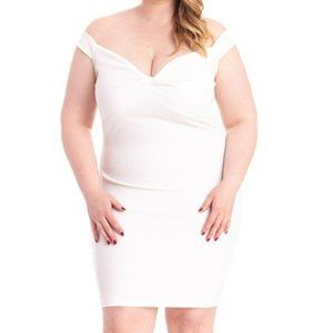 Rethm Off Shoulder Glitter Mini Dress Ivory Size XXXL NWT